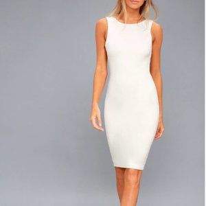Lulu's Cream Sleeveless Midi Bodycon Dress